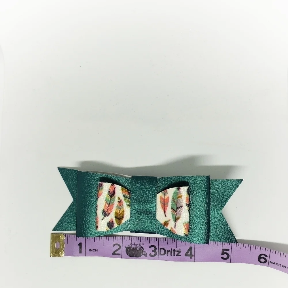 faux leather ribbon alligator clip hair bows